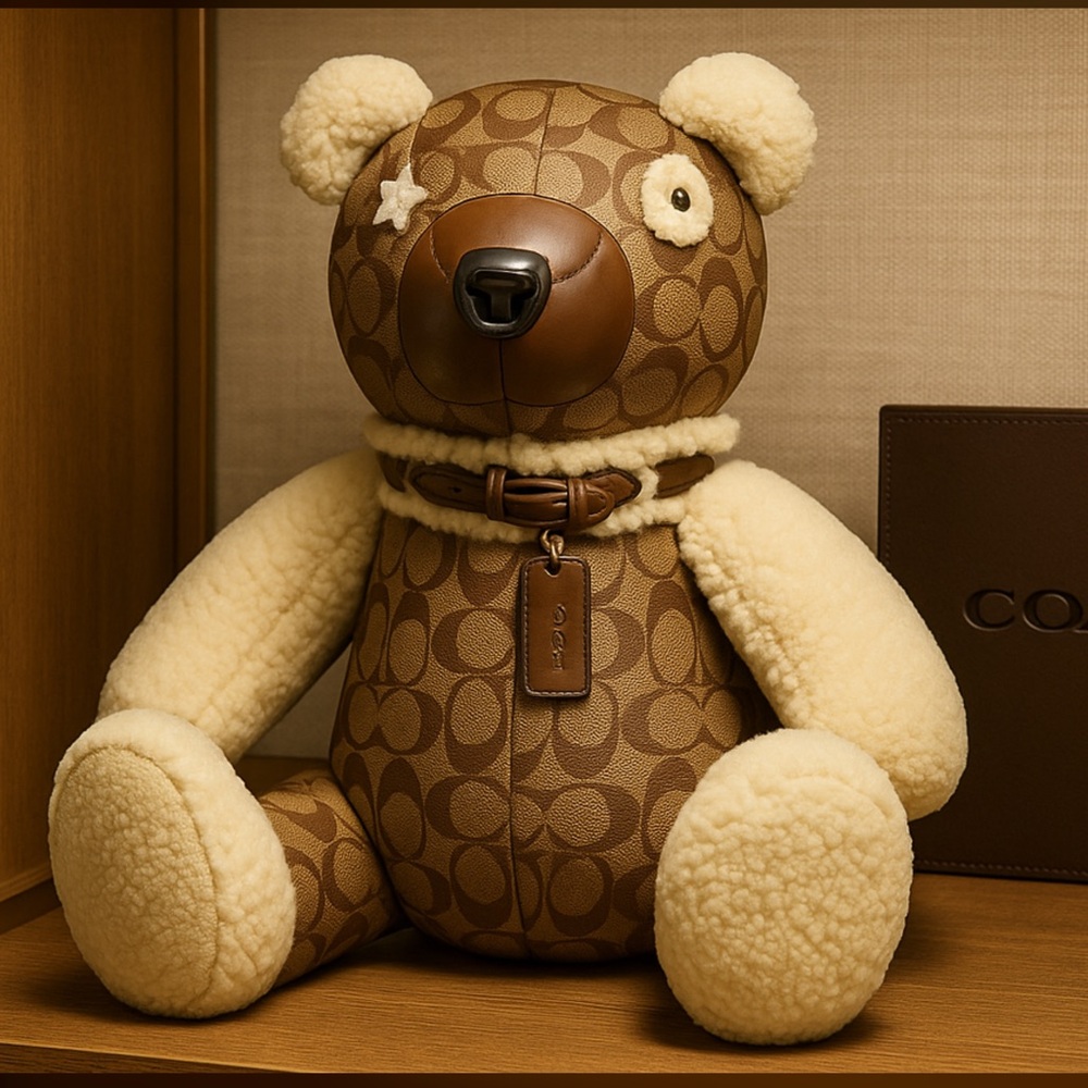 RARE COACH F75528 LARGE LEATHER SHEARLING BEAR COLLECTOR HOLIDAY GIFT